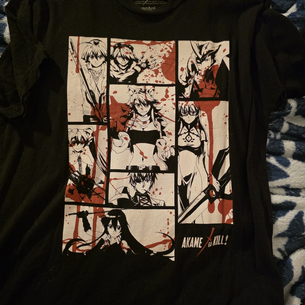 Black Graphic T-Shirt with Anime Design